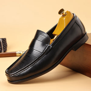 LuxLeather Elegant Genuine Leather Slip On Loafers