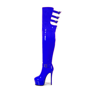 LuxeExo Pointed Toe High Heel Platform Long Boots