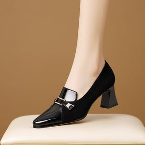 Patent Chic Pointed Toe High Heel Single Shoes