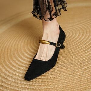 Chic Mary Janes Pointed Toe Strap Shoes