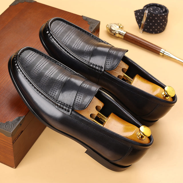 LuxLeather Elegant Genuine Leather Slip On Loafers