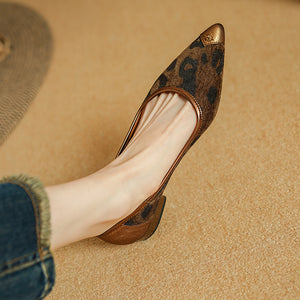 ElegantLux Cow Leather Pointed Toe Flat Shoes