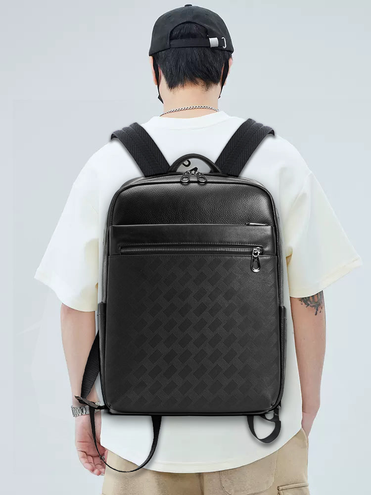 LeatherLux Cowhide Travel Computer Backpack