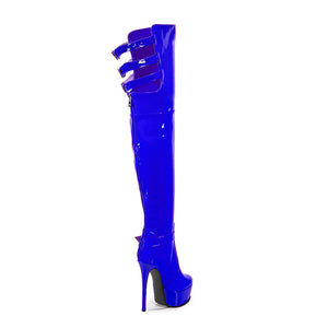 LuxeExo Pointed Toe High Heel Platform Long Boots