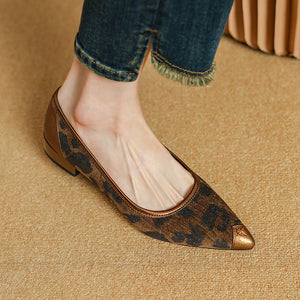 ElegantLux Cow Leather Pointed Toe Flat Shoes