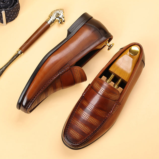 LuxLeather Elegant Genuine Leather Slip On Loafers