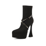 AlliChic Pointed Toe Platform Heel Ankle Boots