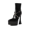 AlliChic Pointed Toe Platform Heel Ankle Boots