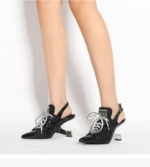 Chic Exotic Leather Lace-Up Pumps