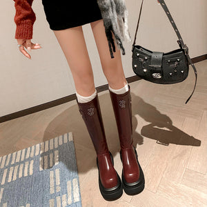 LuxeLeather Round Toe Chic High Boots