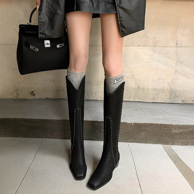 Luxury Leather Pointed Toe Tall Boots