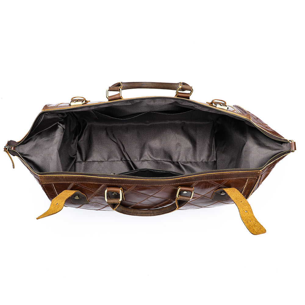 Deluxe Retro Leather Zipper Travel Messenger Bag