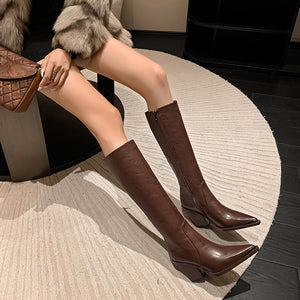 Knightly Elegance Genuine Leather Tall Boots