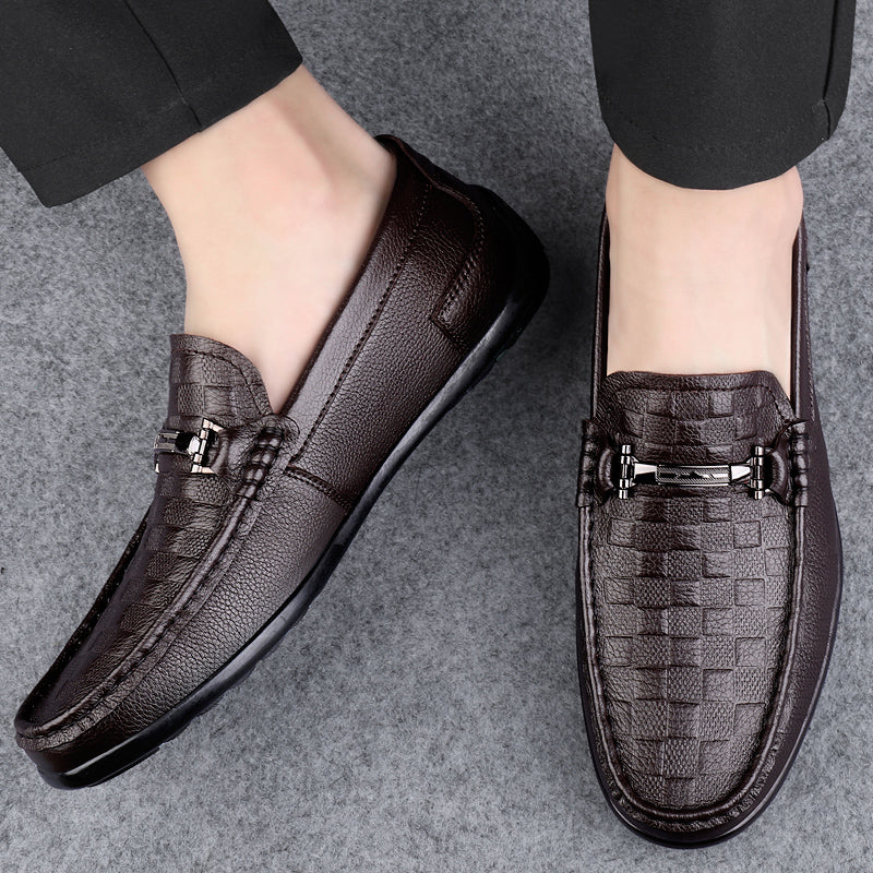 Luxury CrocEmbossed Round Toe Penny Loafers