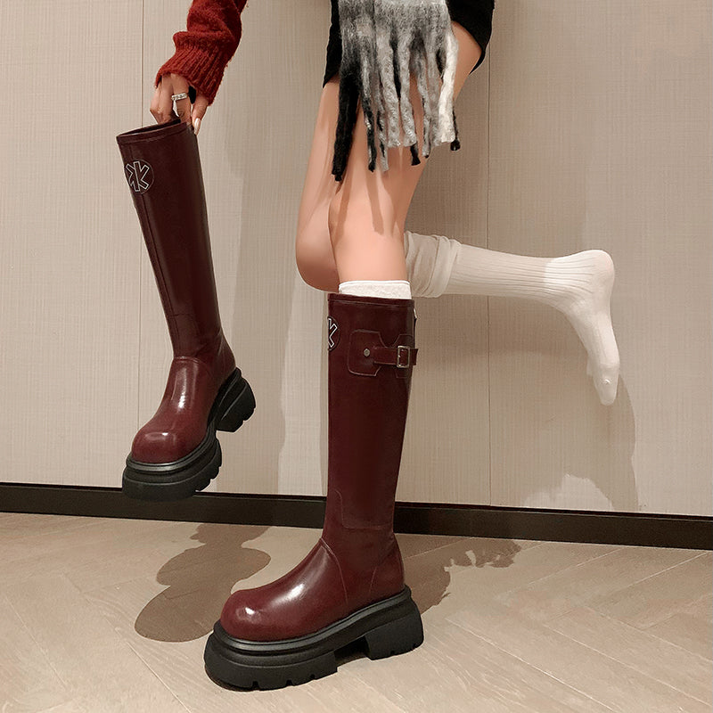 LuxeLeather Round Toe Chic High Boots