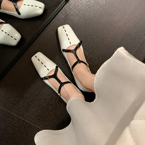 Chic Mary Janes Square Toe Flat Strap Shoes