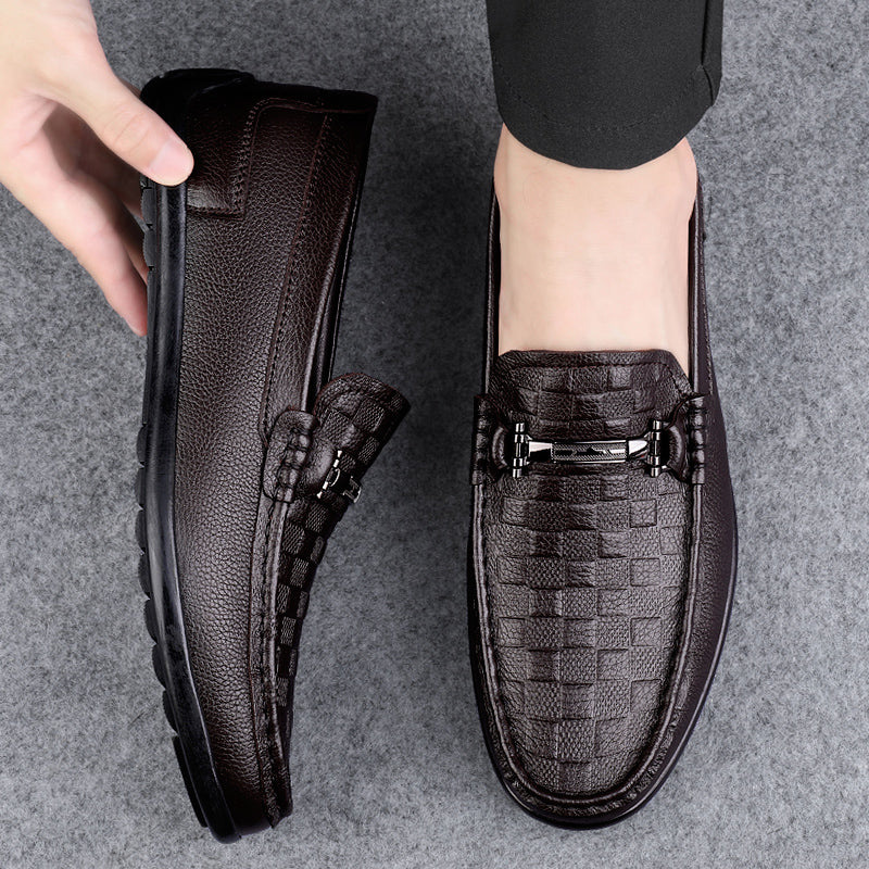 Luxury CrocEmbossed Round Toe Penny Loafers