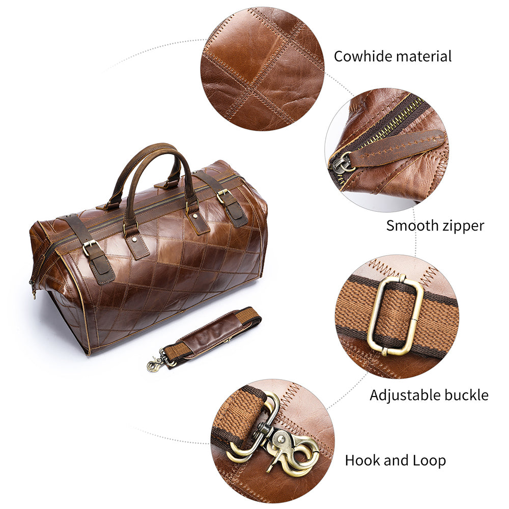 Deluxe Retro Leather Zipper Travel Messenger Bag