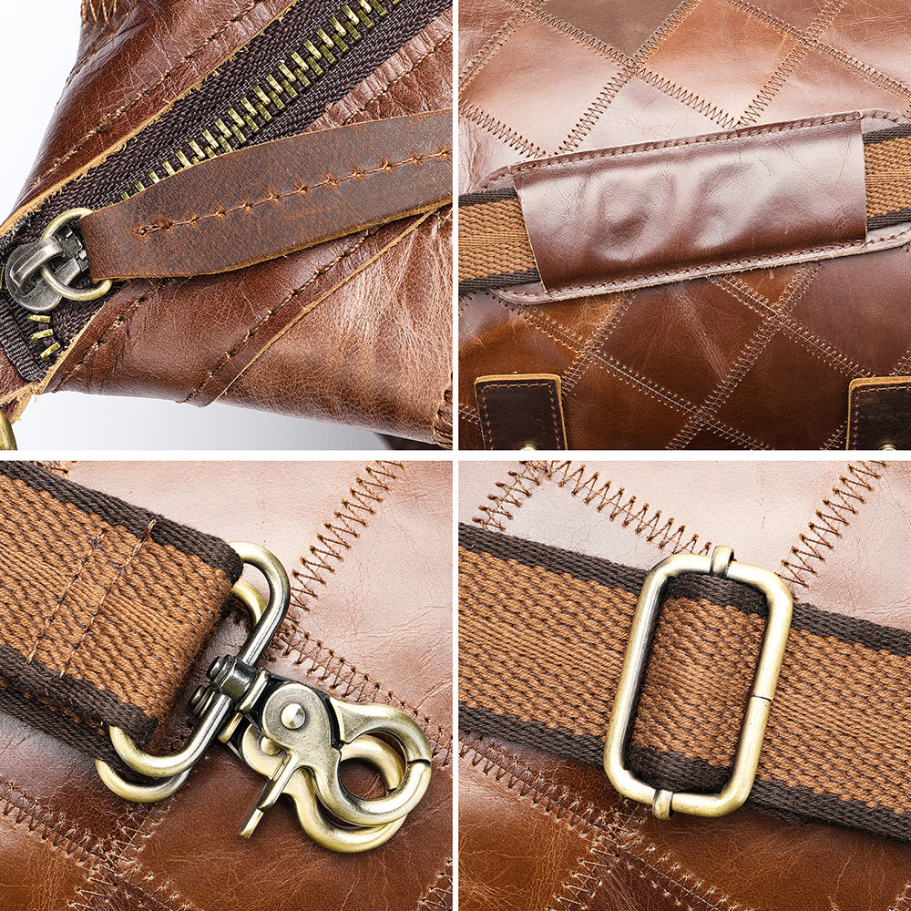 Deluxe Retro Leather Zipper Travel Messenger Bag