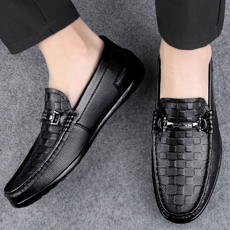 Luxury CrocEmbossed Round Toe Penny Loafers