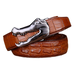 CrocLuxe Copper Buckle Gator Skin Luxury Belt