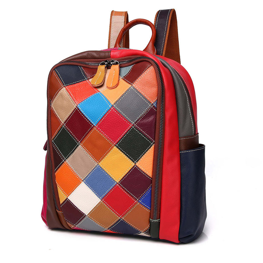 Chic Leather Exotic Patchwork Closure Backpack