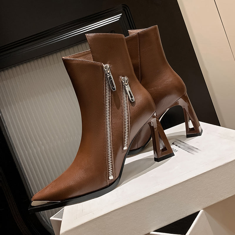 Luxury Leather Pointed Toe Tall Boots