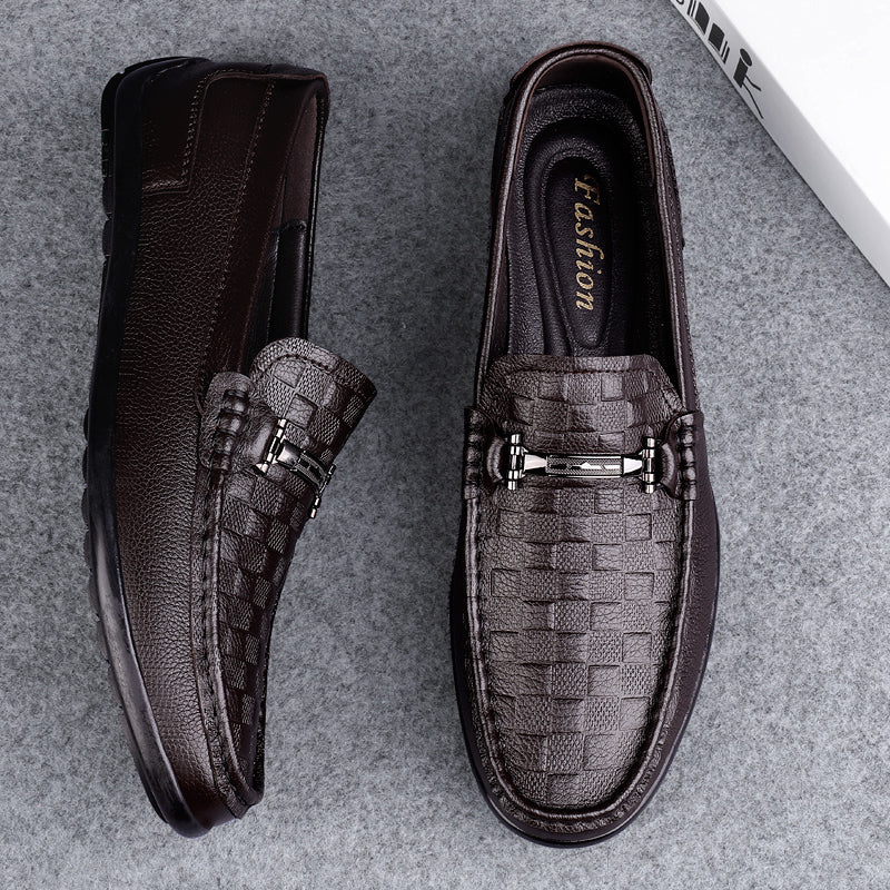 Luxury CrocEmbossed Round Toe Penny Loafers