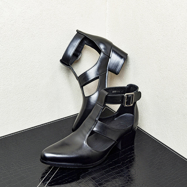 ElegantLuxe Leather Brogue Sandals