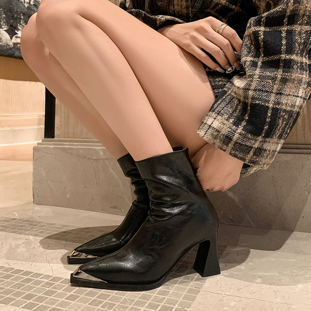 Luxury Leather Pointed Toe Tall Boots