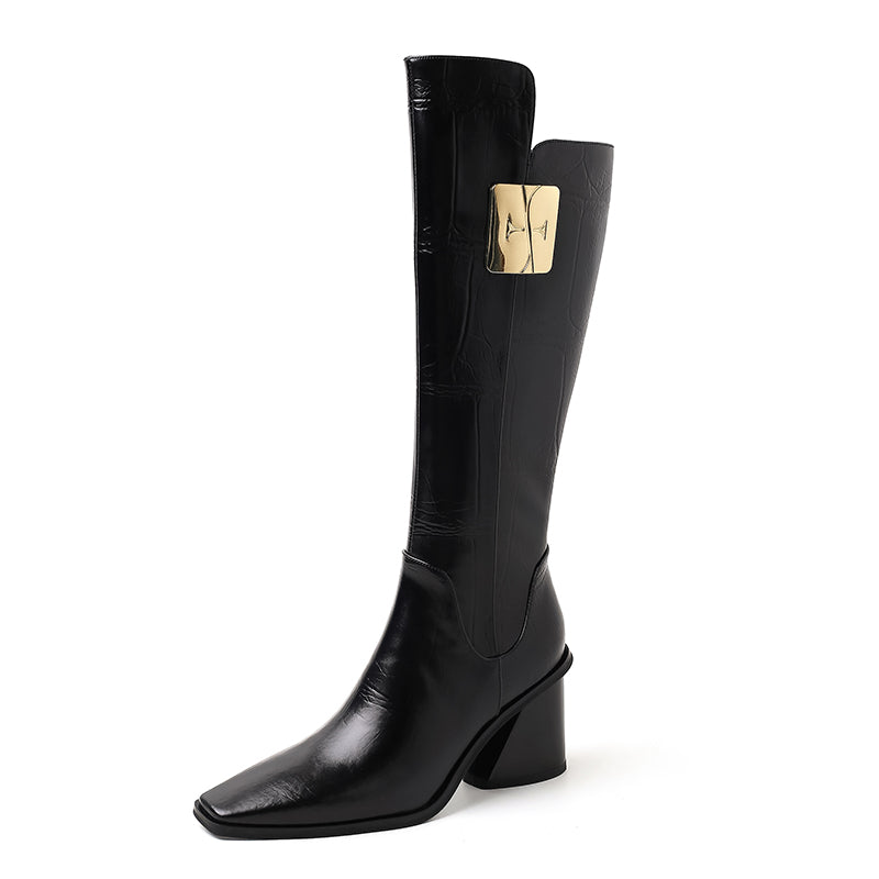 Knightly Elegance Genuine Leather Tall Boots