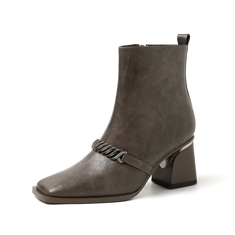 LeatherLux Chic Square Toe Winter Boots