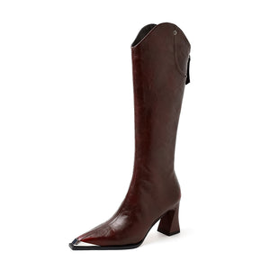 Knightly Elegance Genuine Leather Tall Boots