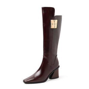 Knightly Elegance Genuine Leather Tall Boots