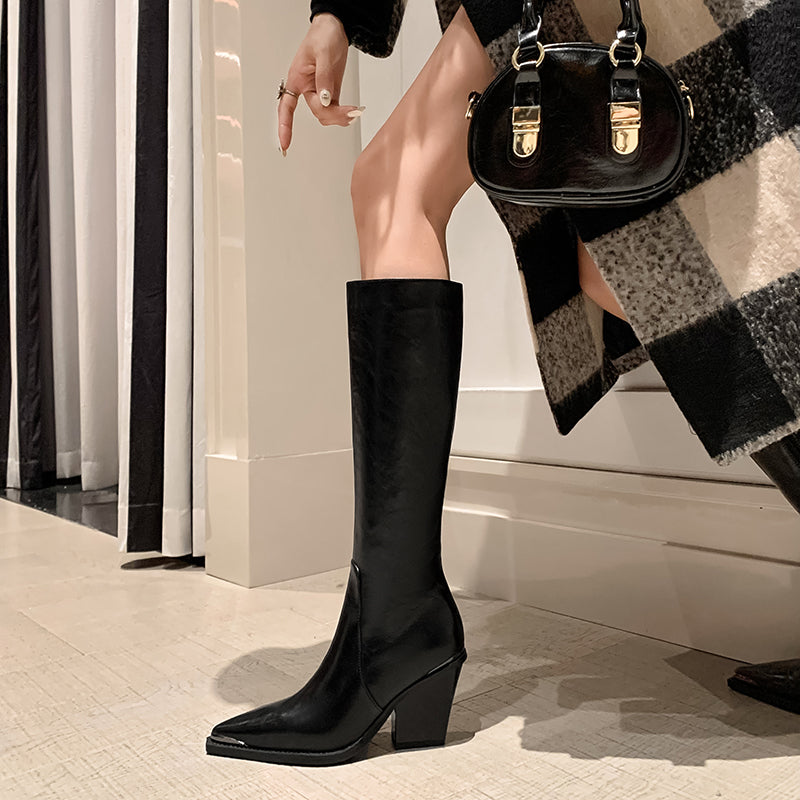 Knightly Elegance Genuine Leather Tall Boots