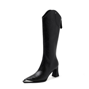 Knightly Elegance Genuine Leather Tall Boots