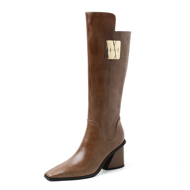 Knightly Elegance Genuine Leather Tall Boots