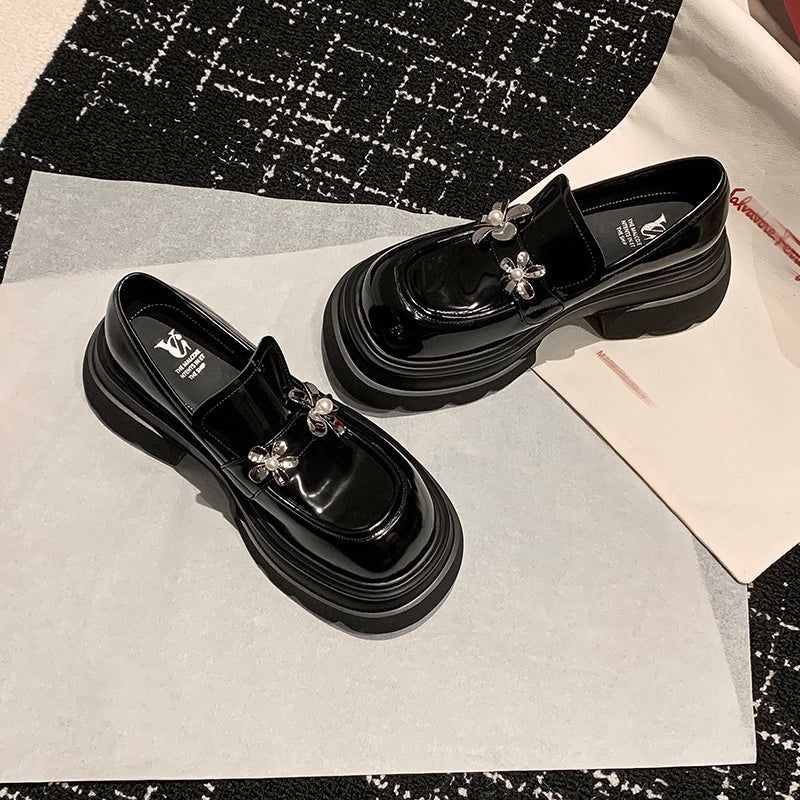 Luxury Cow Leather  Platform Slip-on Loafers