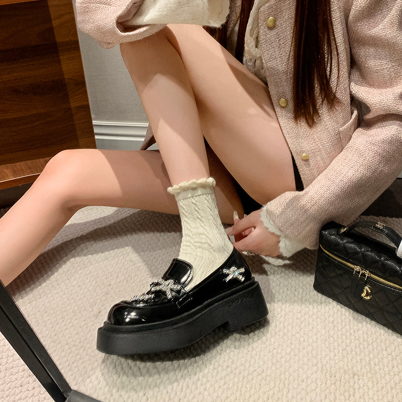 Luxury Cow Leather  Platform Slip-on Loafers