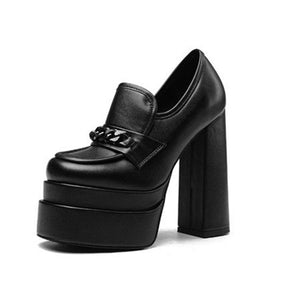 Chic Round Toe Slip-ons Platform Pumps