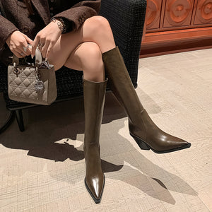 Knightly Elegance Genuine Leather Tall Boots