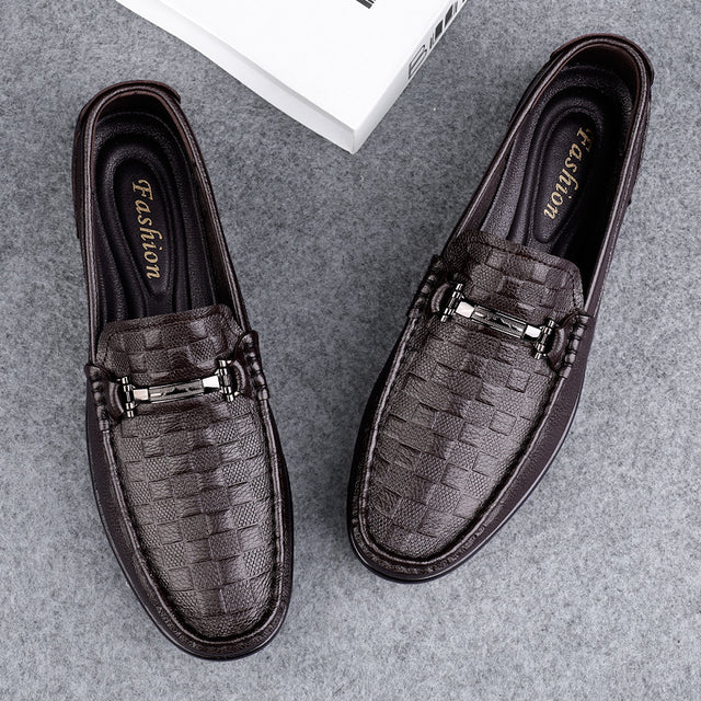 Luxury CrocEmbossed Round Toe Penny Loafers