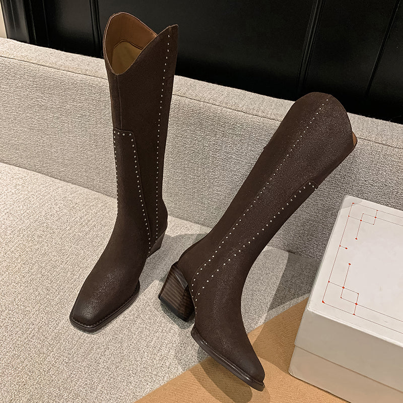 Luxury Leather Pointed Toe Tall Boots