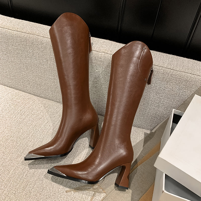 Knightly Elegance Genuine Leather Tall Boots