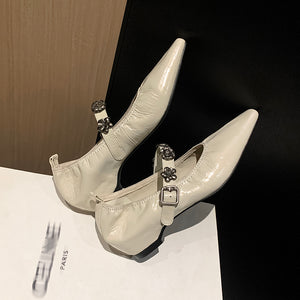 Chic Mary Janes Pointed Toe Strap Shoes