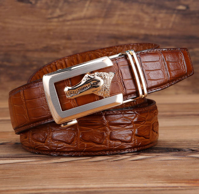 LuxeMod Retro Exotic Solid Cow Skin Belt