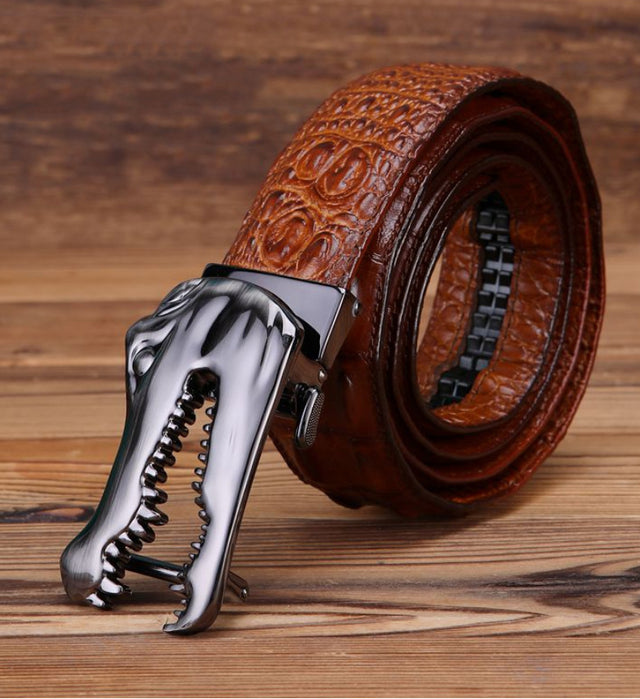 CrocLuxe Copper Buckle Gator Skin Luxury Belt