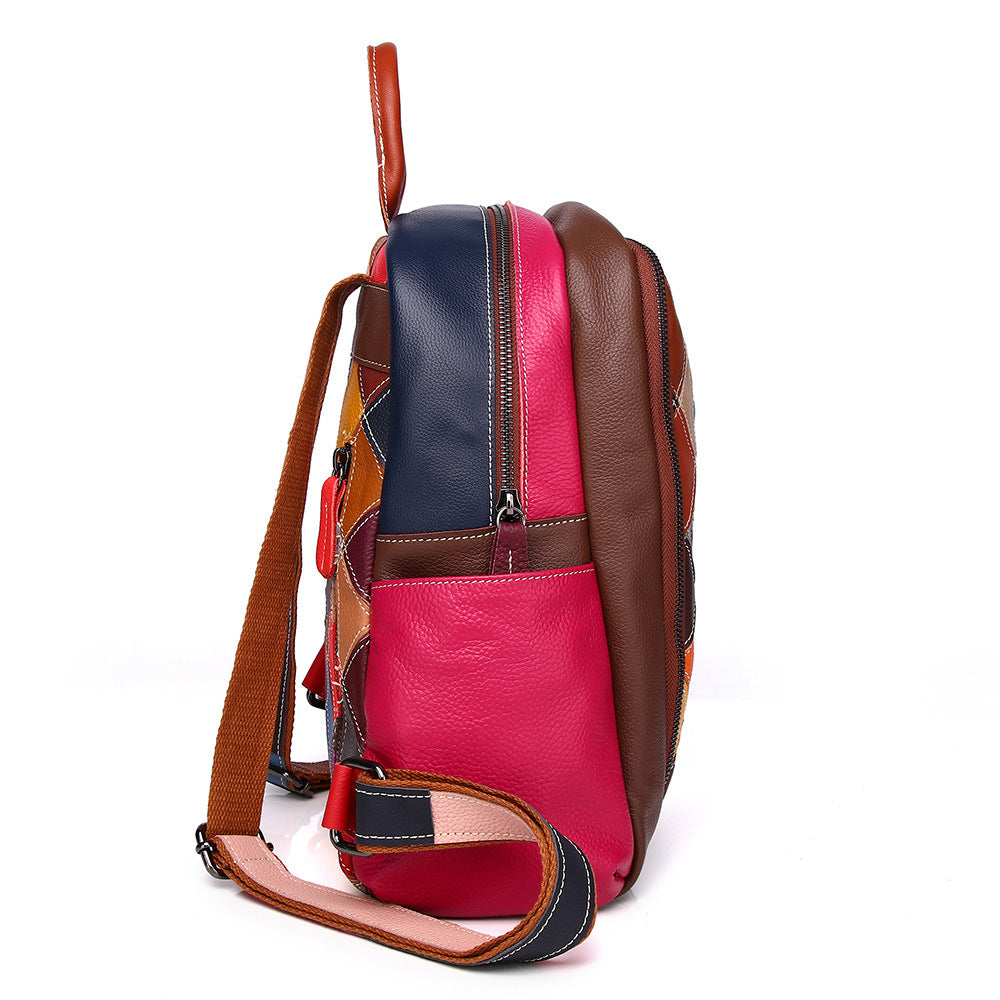 Chic Leather Exotic Patchwork Closure Backpack