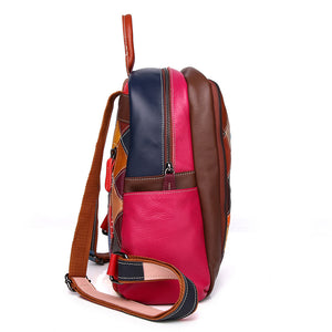 Chic Leather Exotic Patchwork Closure Backpack