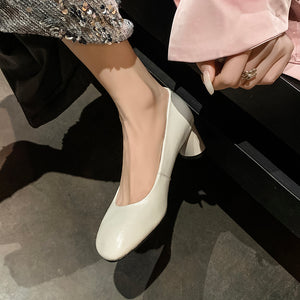 Patent Chic Square Toe High Heel Single Shoes